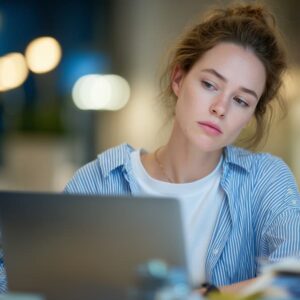 Woman researching no-cost accidental death and dismemberment insurance from TruStage on Freedom Credit Union’s website.